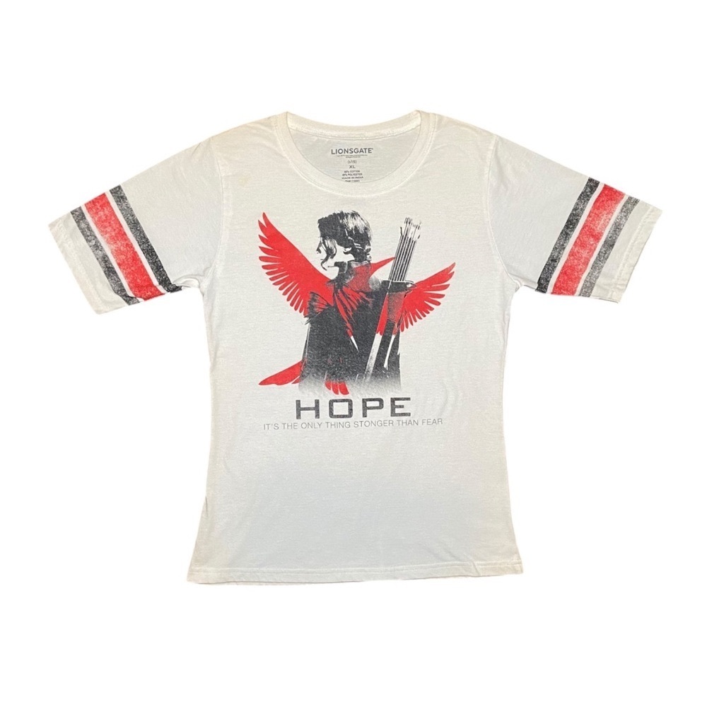 Lionsgate‎ Hunger Games Movie Katniss Everdeen Hope Shirt  XL Ringer